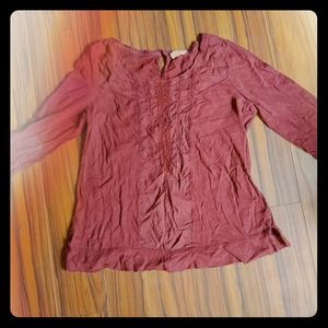 Embroidered 3/4 Sleeve Shirt